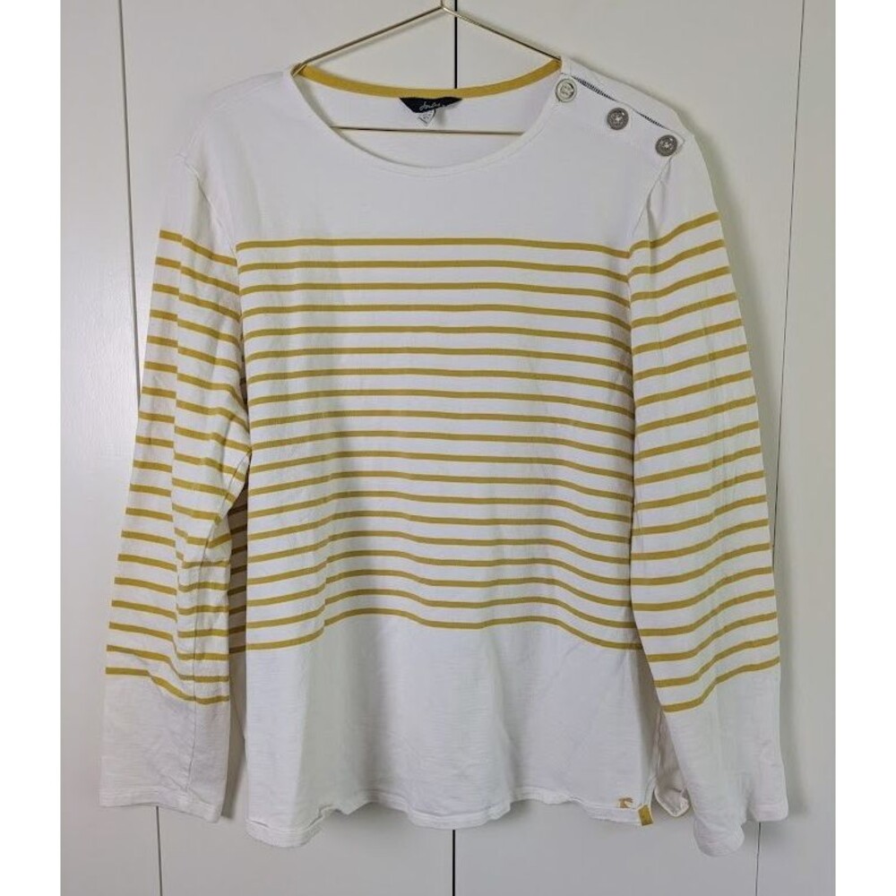 JOULES women's long sleeve yellow & white striped shirt size US 16, XXL
